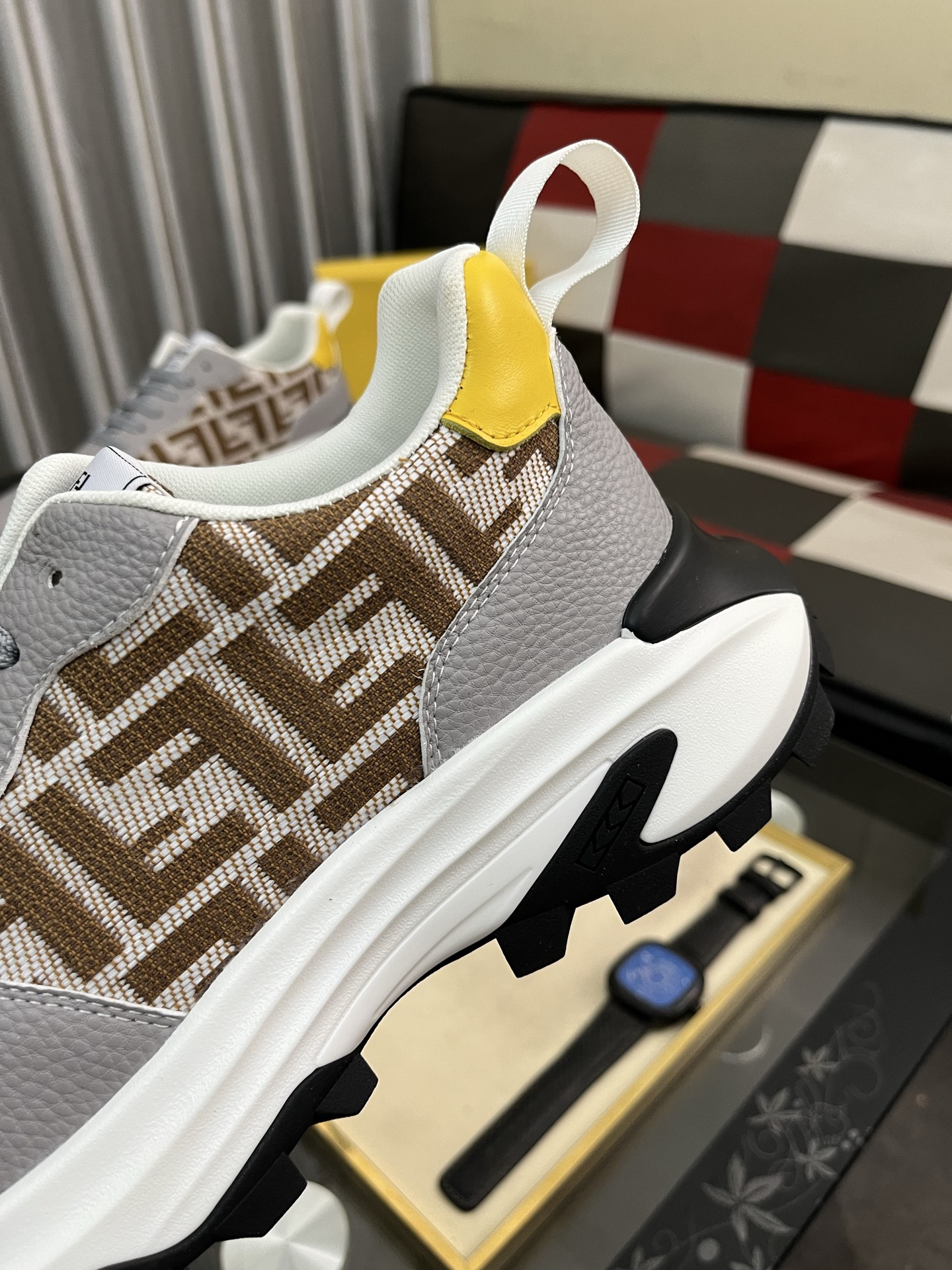 Fendi FF Knit Chunky Sneakers Gray