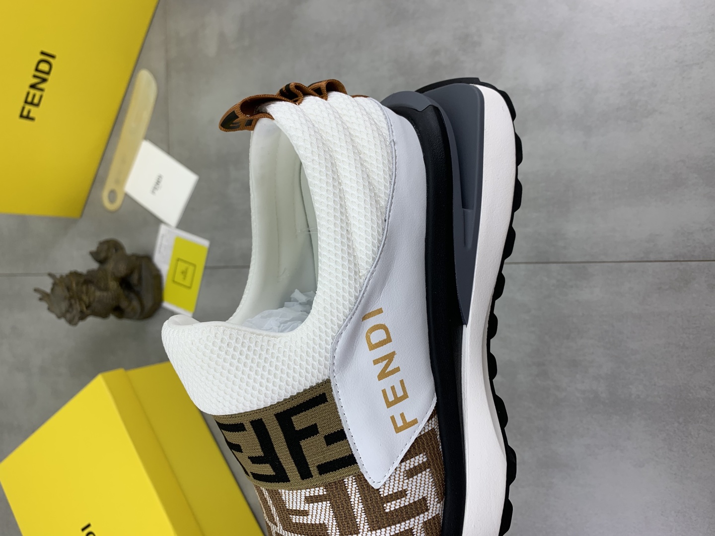 Fendi FF Slip-On Driver Sneakers Brown