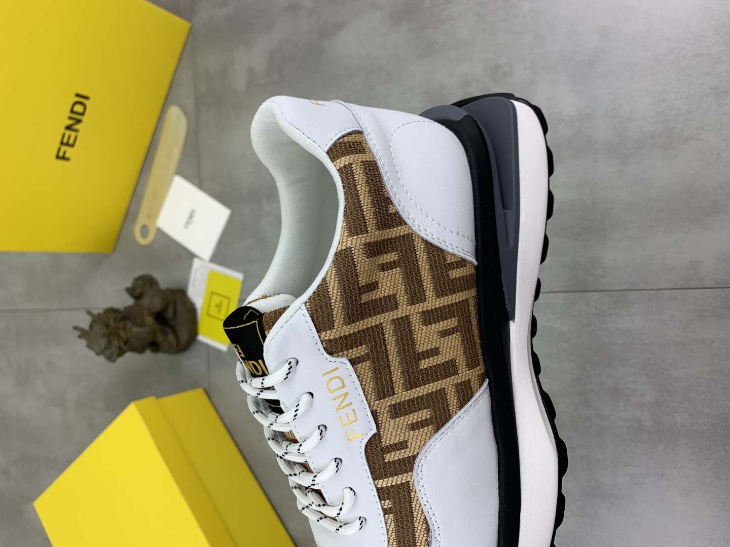 Fendi Monogram Leather Sneakers Brown