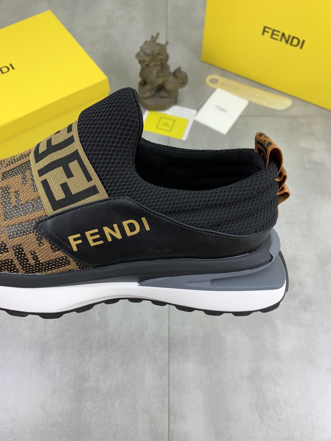 Fendi FF Slip-On Driving Sneakers Brown/Black