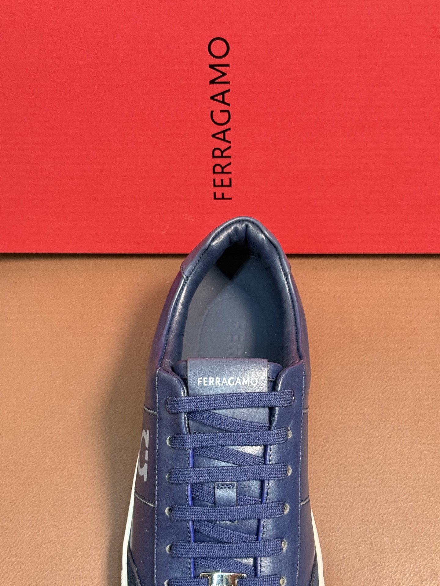 Ferragamo Nappa Leather Sneakers Navy