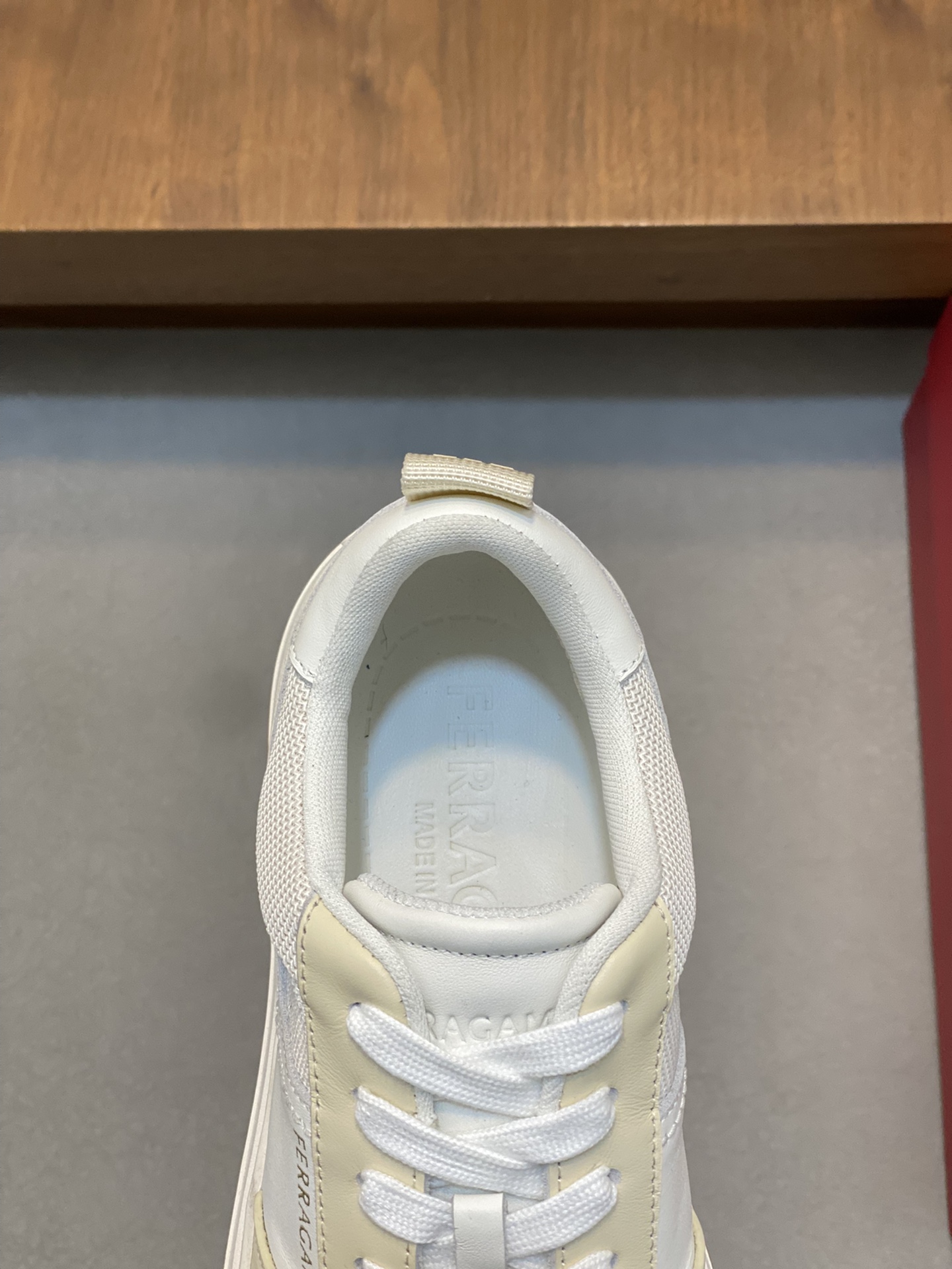 Ferragamo Nappa Leather Low-Top Sneakers White/Beige