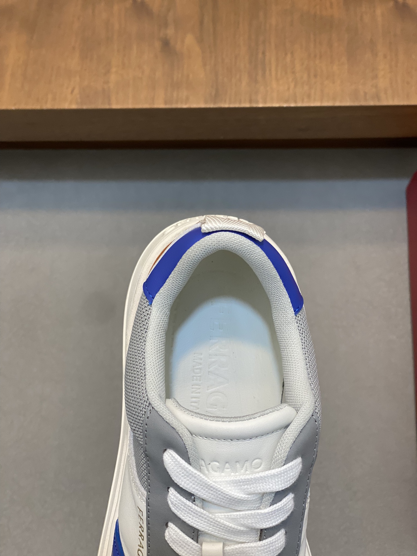 Ferragamo Nappa Leather Low-Top Sneakers Blue