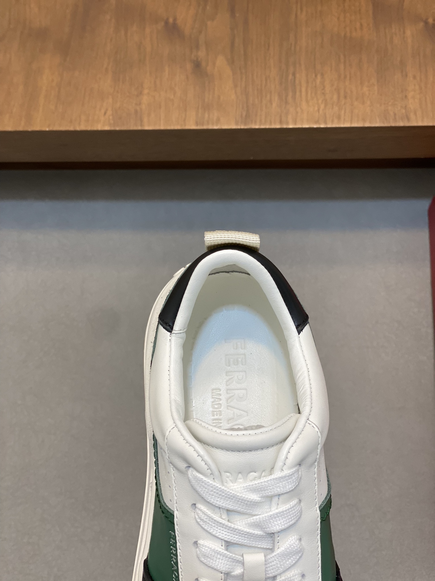Ferragamo Nappa Leather Low Sneakers Green/Black/White