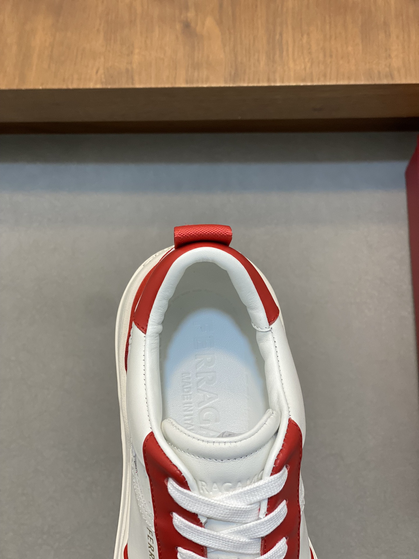 Ferragamo Leather Low-Top Sneakers Red/White