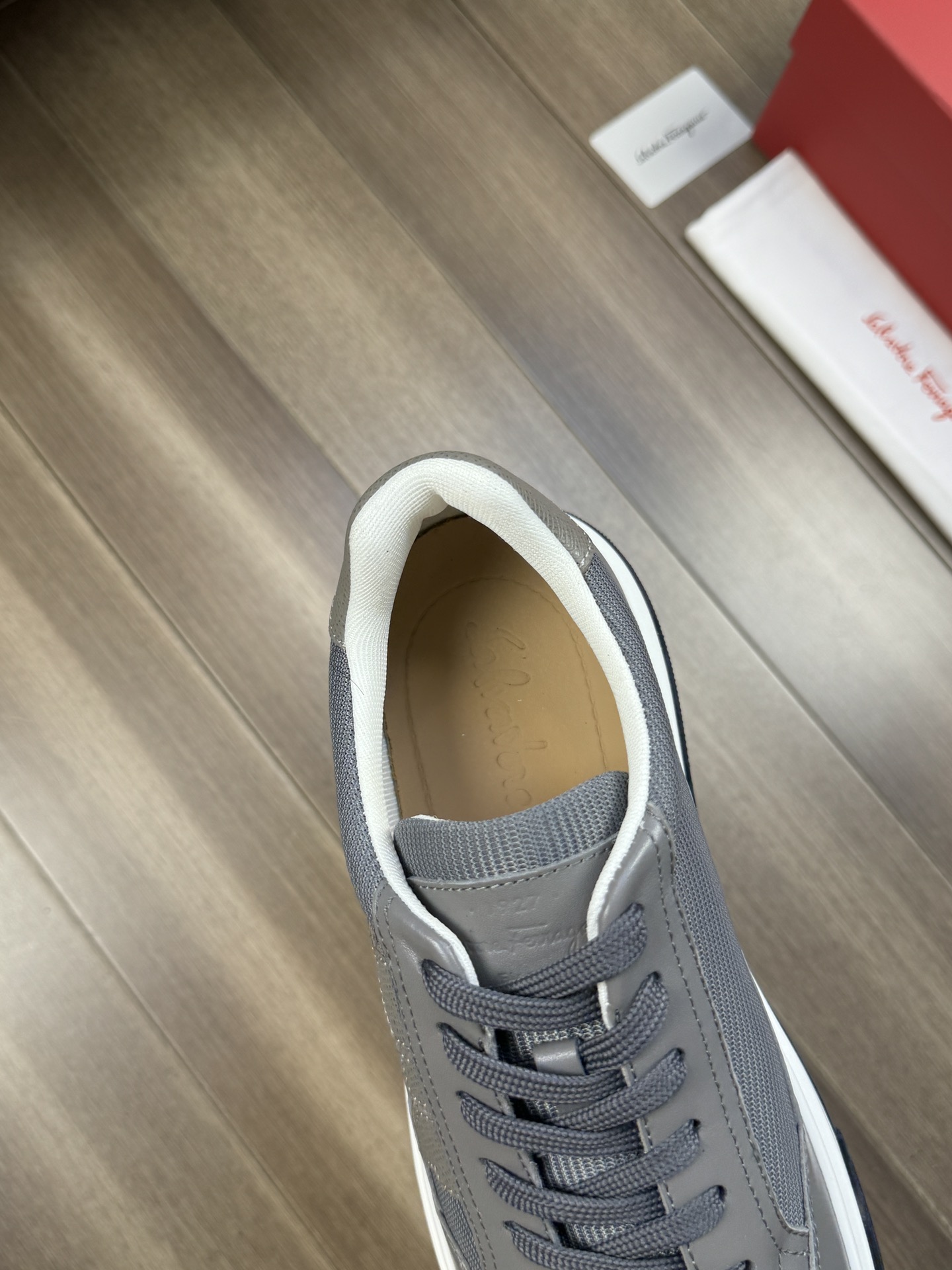 Ferragamo Logo Panel Sneakers Gray