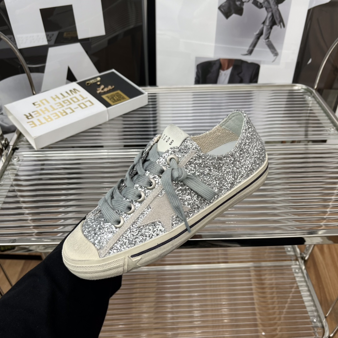 Golden Goose VSTAR2 Glitter Sneakers Silver
