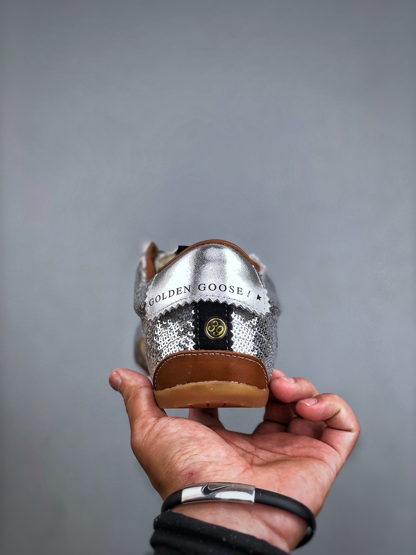 Golden Goose True Star Sequin Sneakers Silver