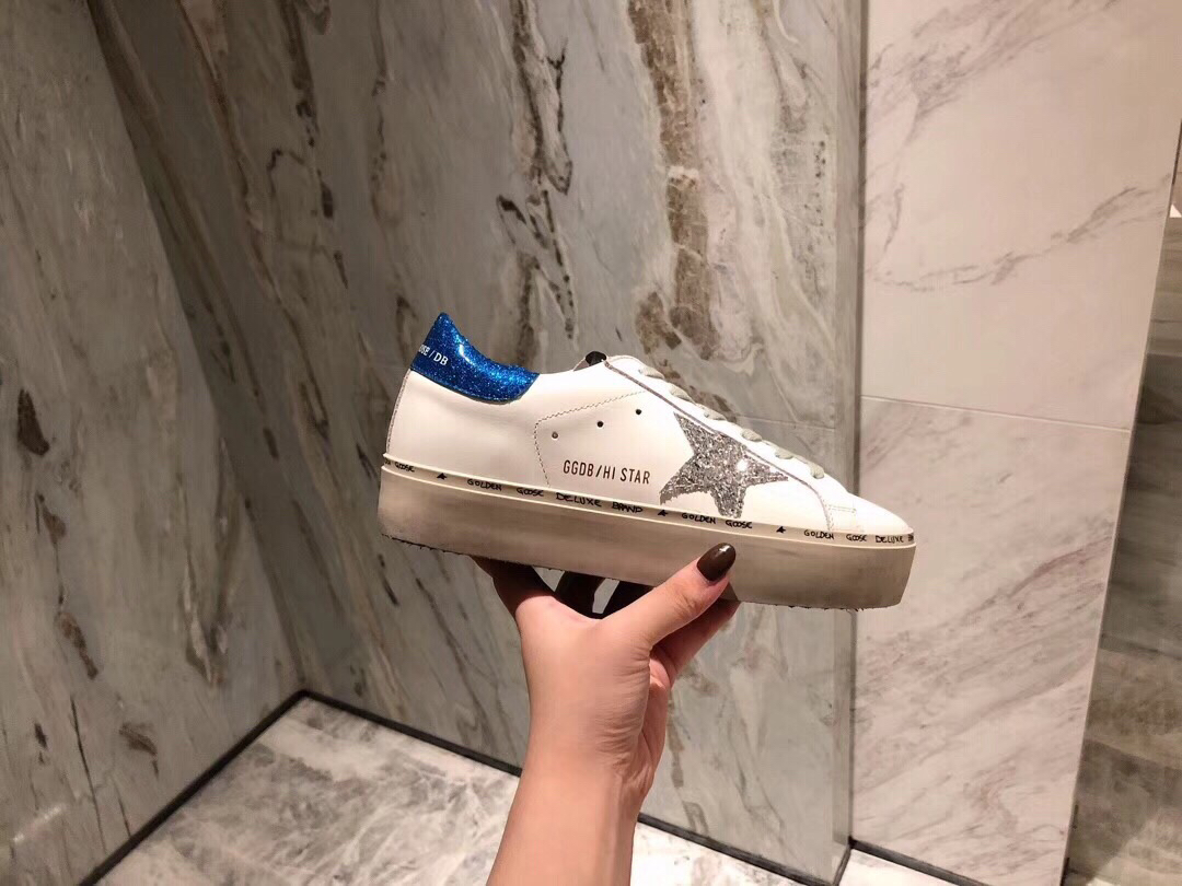 Golden Goose Hi Star Platform Sneakers Blue/Silver