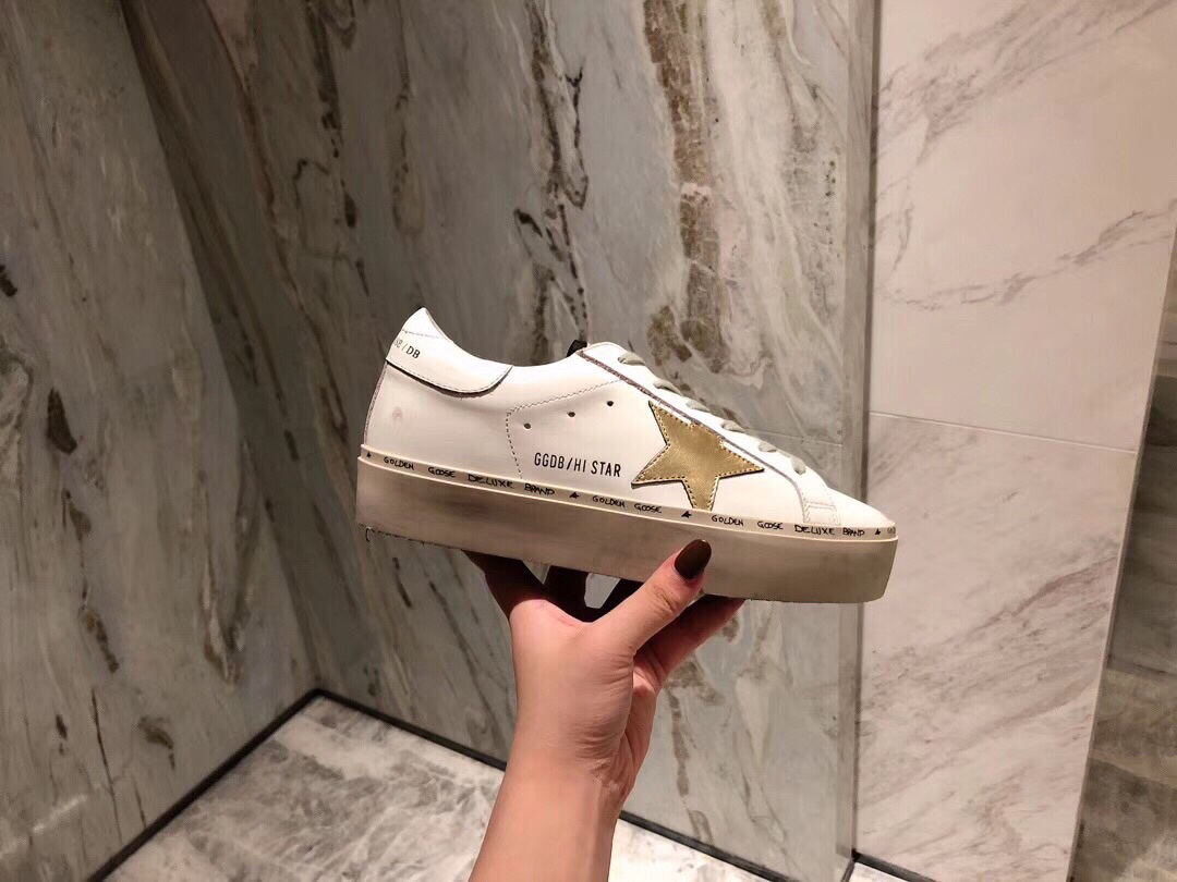 Golden Goose Hi Star Platform Sneakers White/Gold
