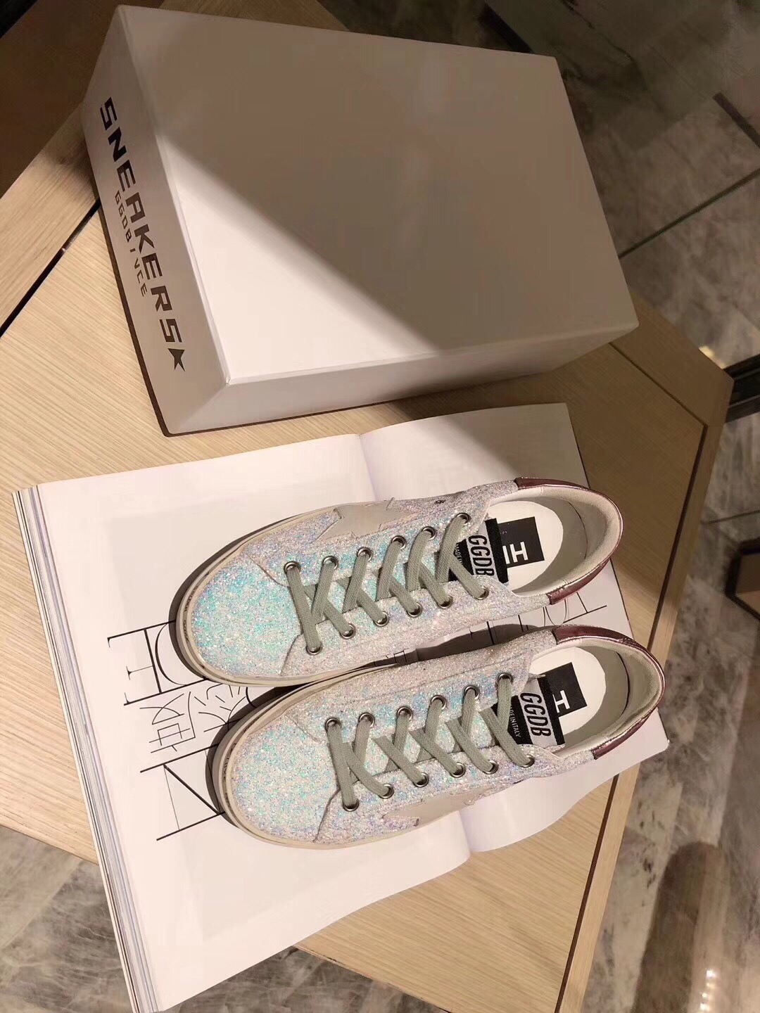 Golden Goose Hi Star Platform Sneakers Iridescent Silver