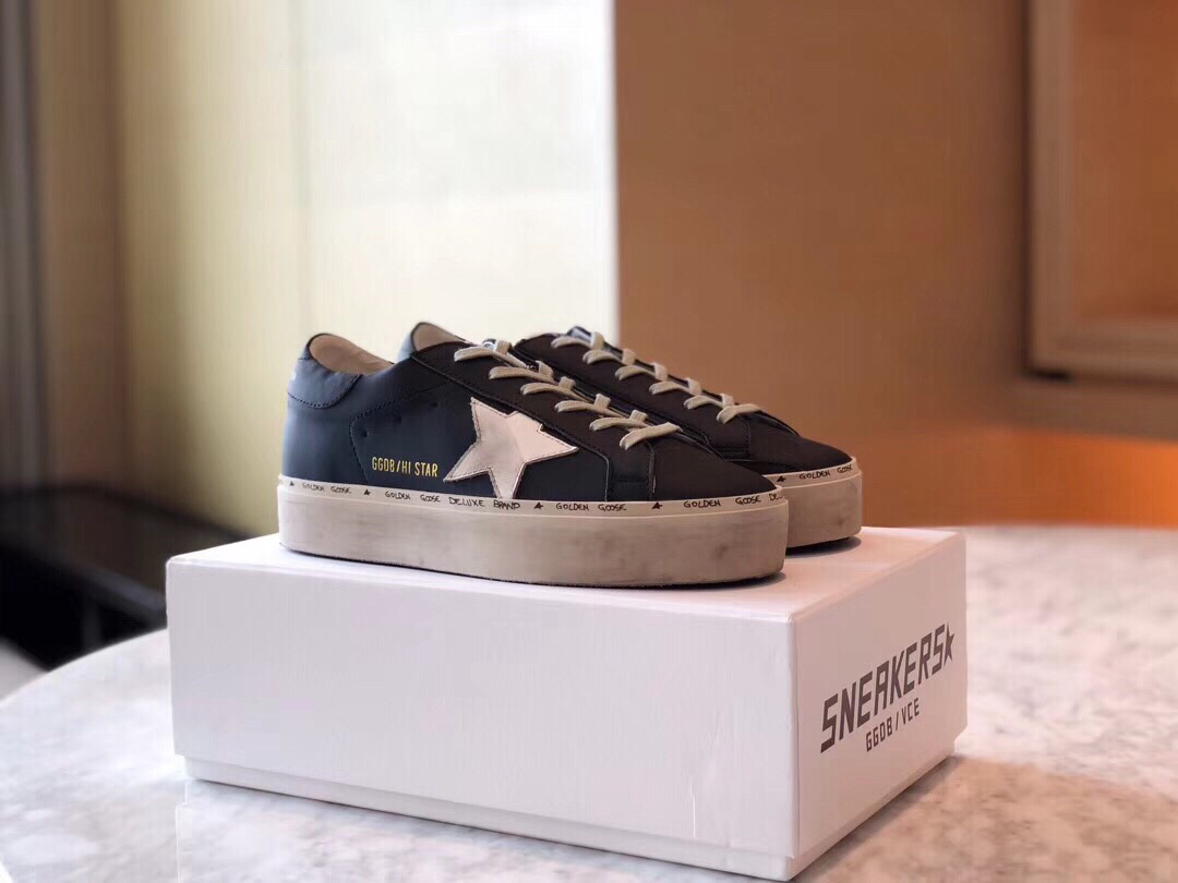 Golden Goose Hi Star Platform Sneakers Black/White
