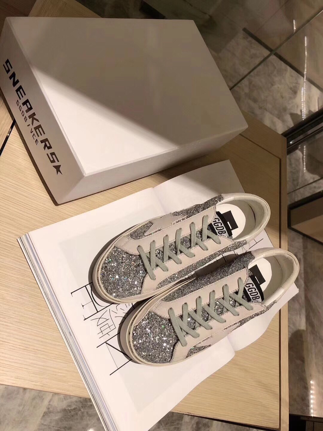 Golden Goose Hi Star Platform Sneakers Silver Glitter