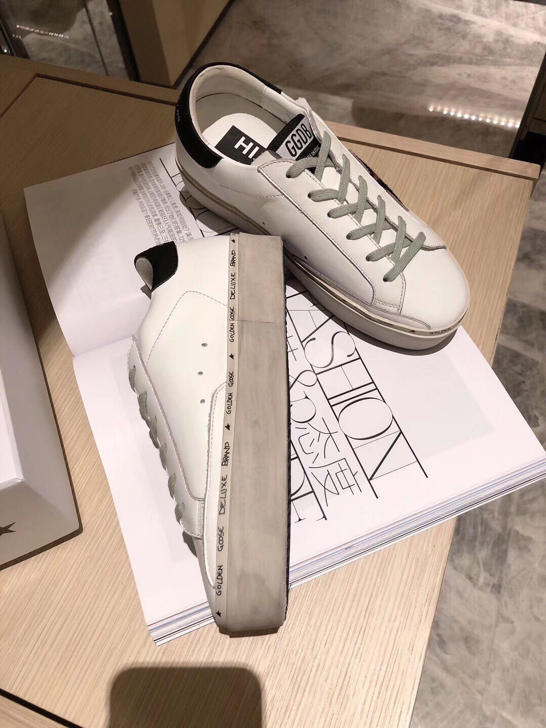 Golden Goose Hi Star Platform Sneakers White/Black