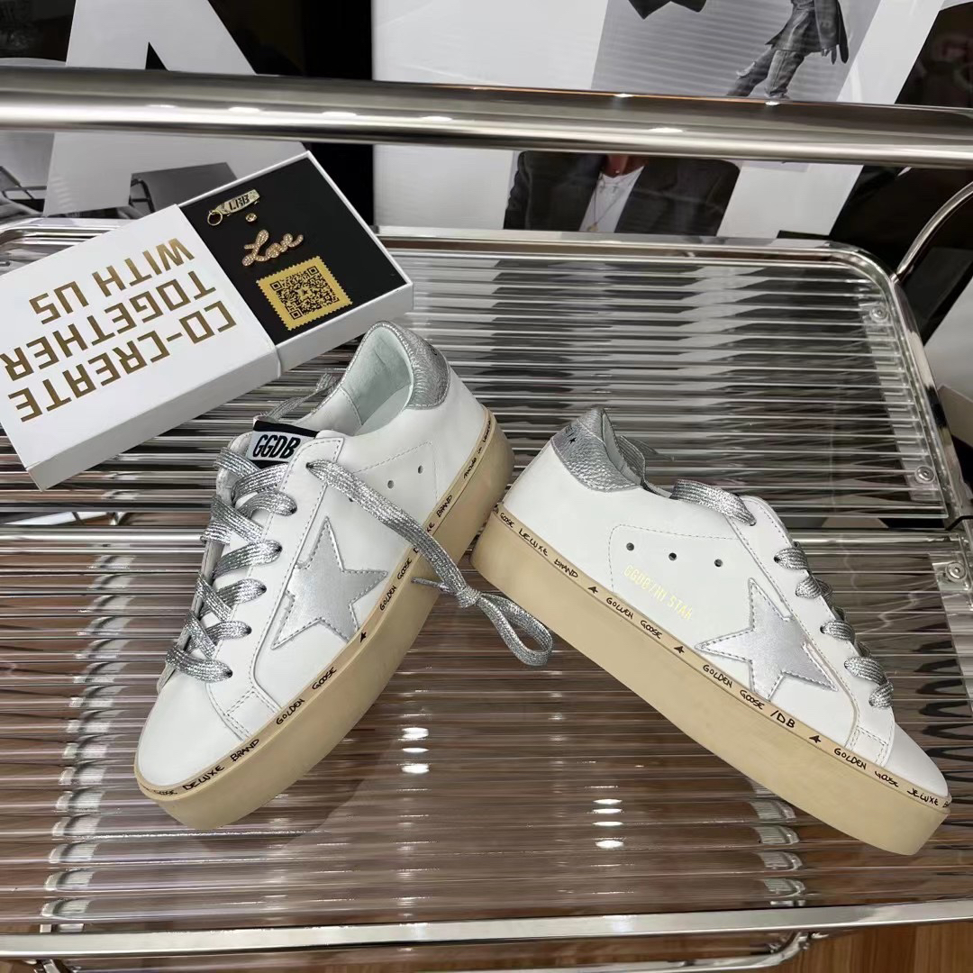 Golden Goose Hi Star Platform Sneakers Silver/White
