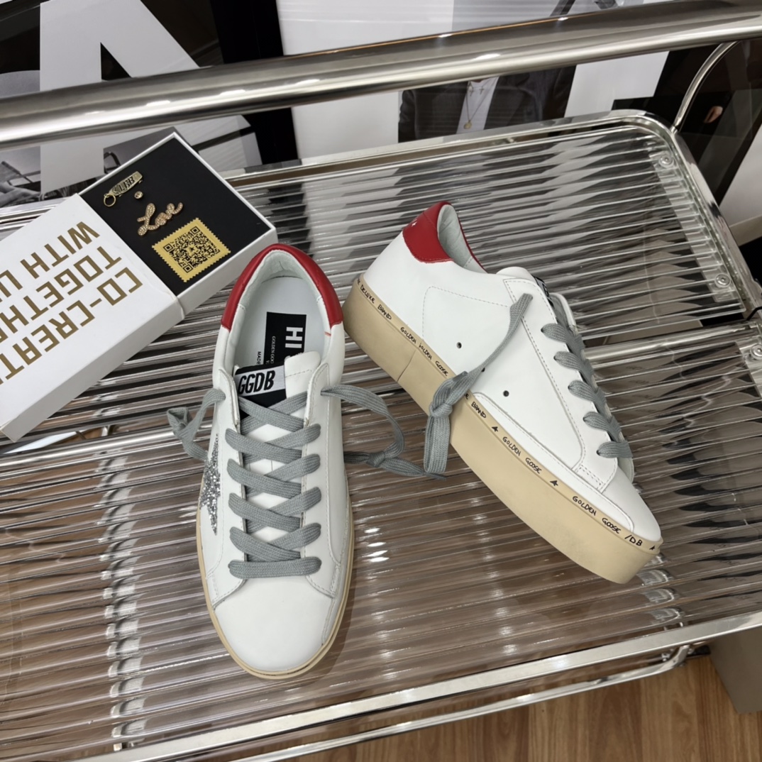 Golden Goose Hi Star Platform Sneakers White/Red