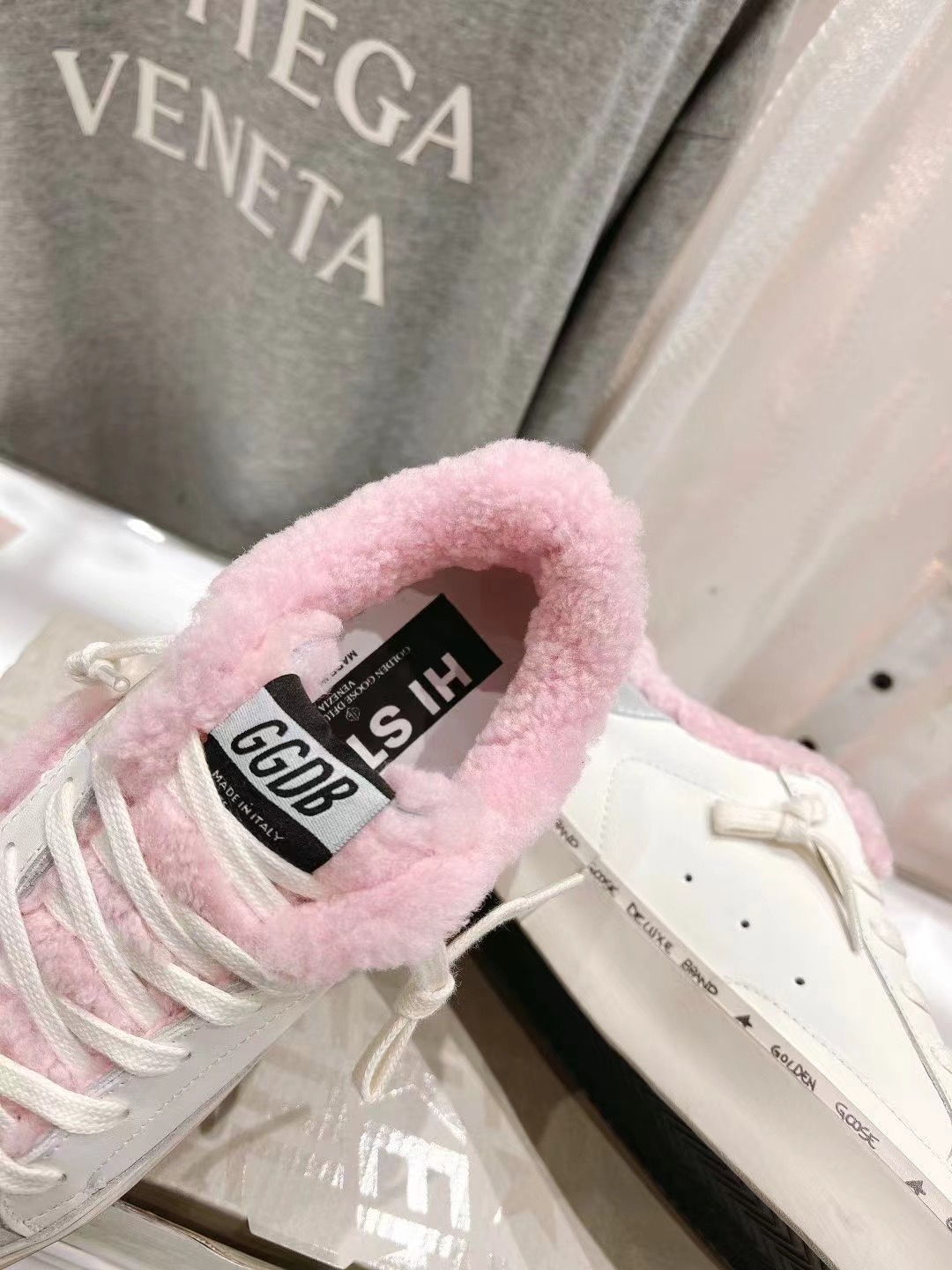 Golden Goose Hi Star Wool Lined Sneakers Pink