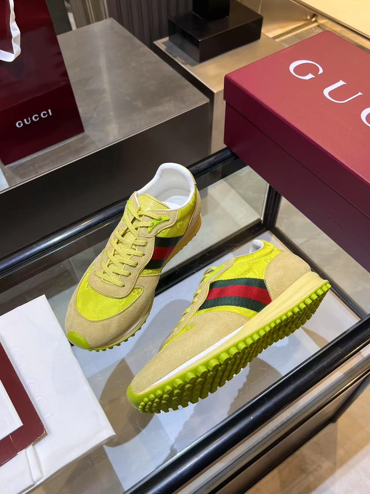 Gucci Re-Motion Platform Sneakers Lime