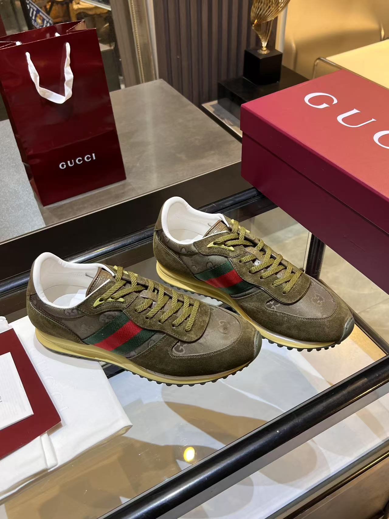 Gucci Re-Motion Platform Sneakers Olive