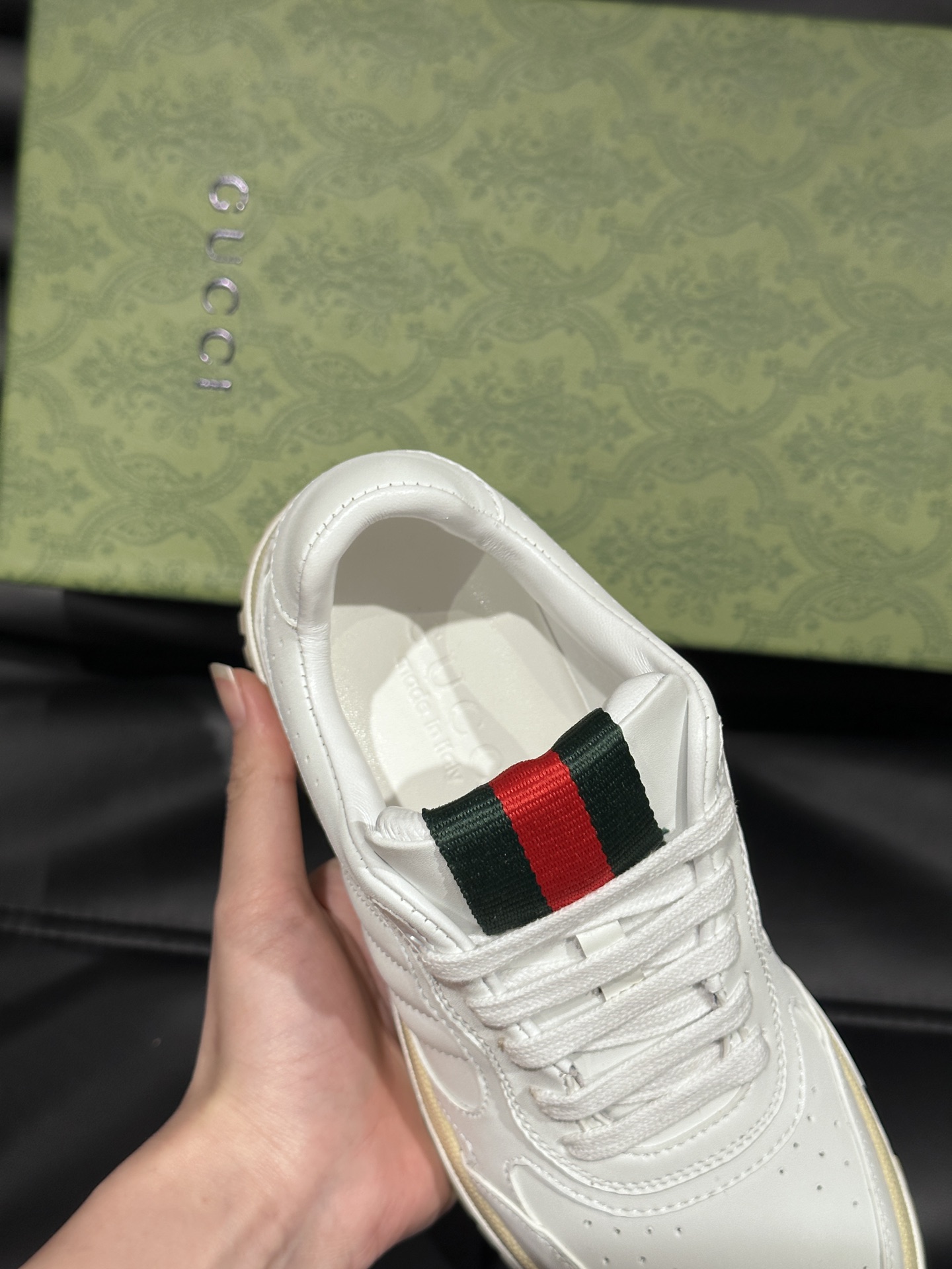 Gucci Re-Web Leather Sneakers White