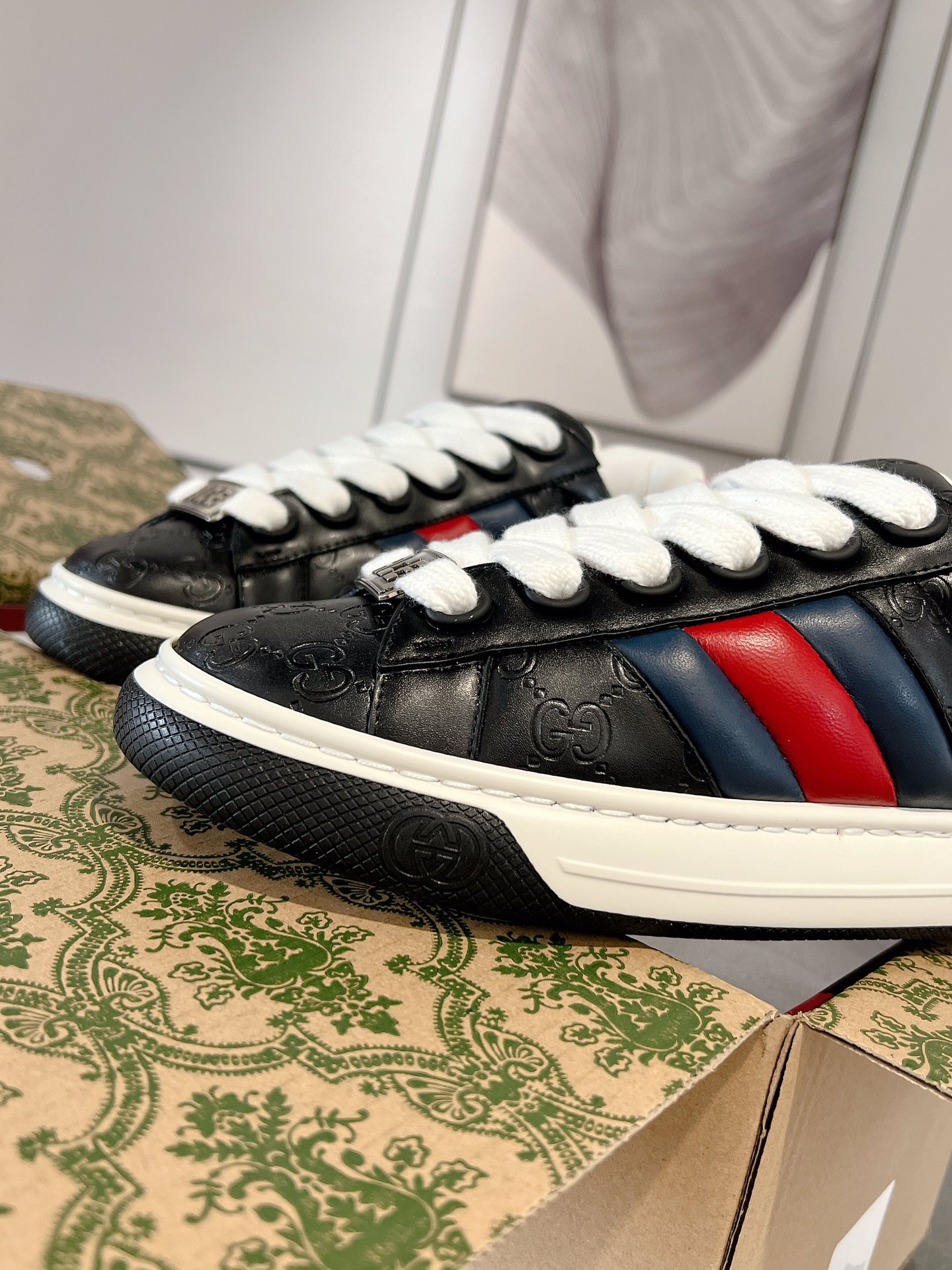 Gucci Ace Thick-Sole Sneakers Multicolor