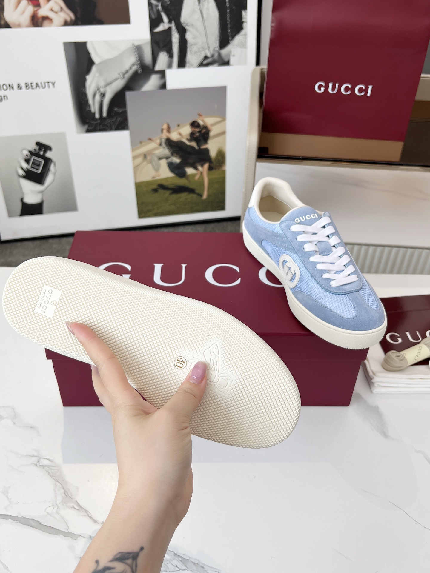 Gucci GG Trainer Sneakers Light Blue