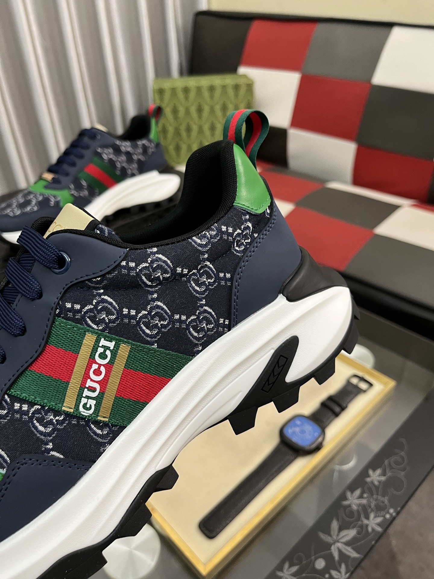 Gucci GG Canvas Chunky Sneakers Navy/Green/Red