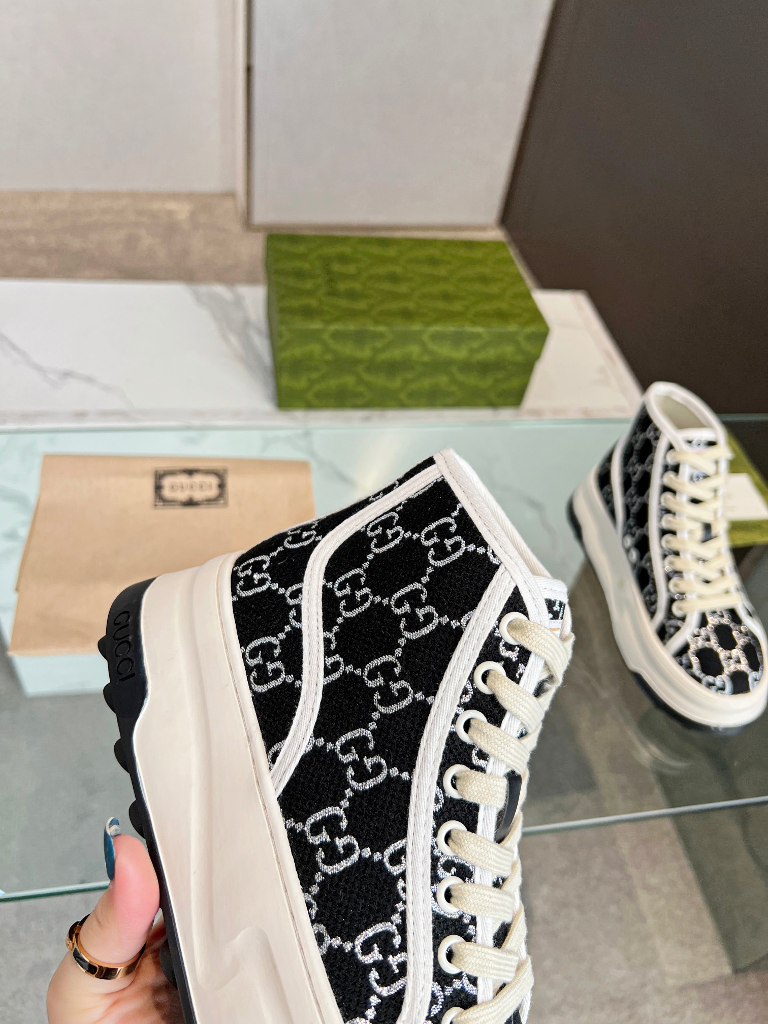 Gucci GG Platform High-Top Sneakers Black
