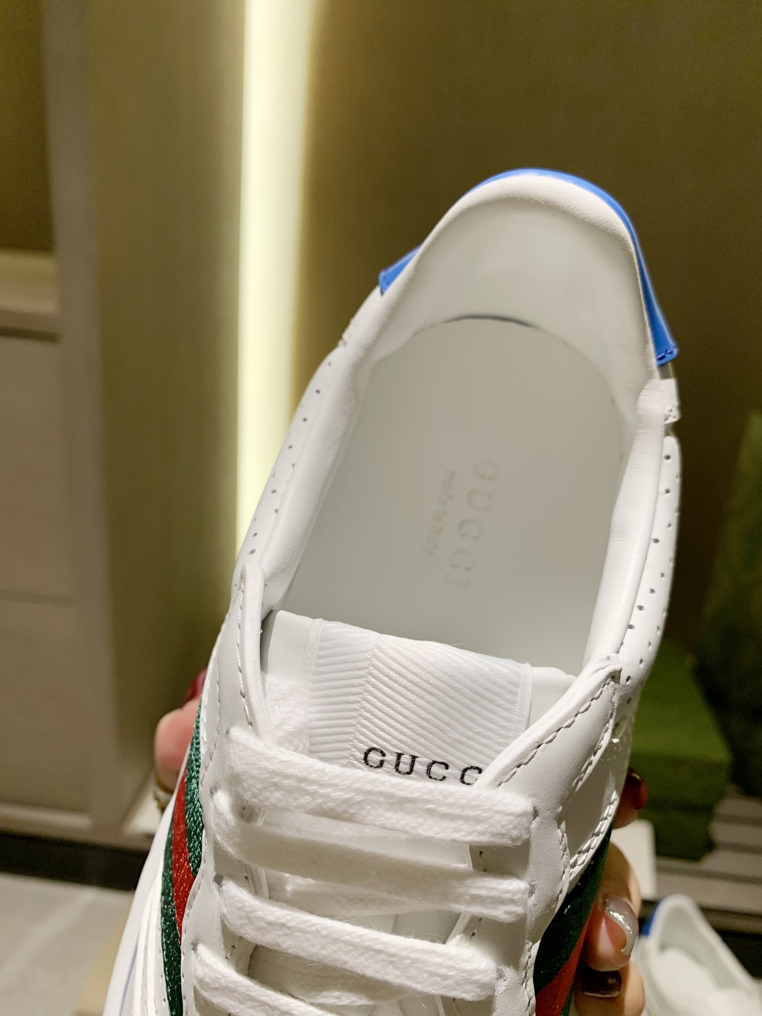 Gucci Platform Leather Sneakers White/Blue