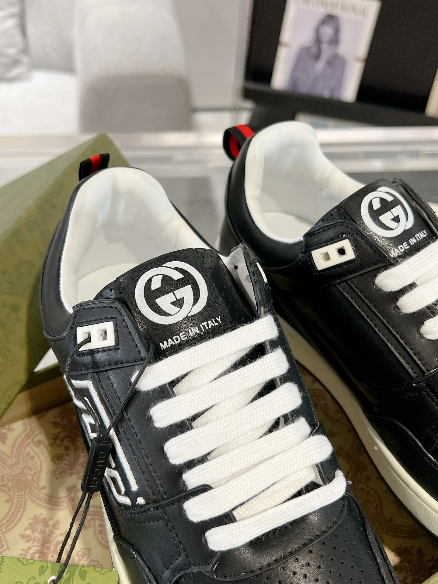 Gucci GG Logo Leather Sneakers Black