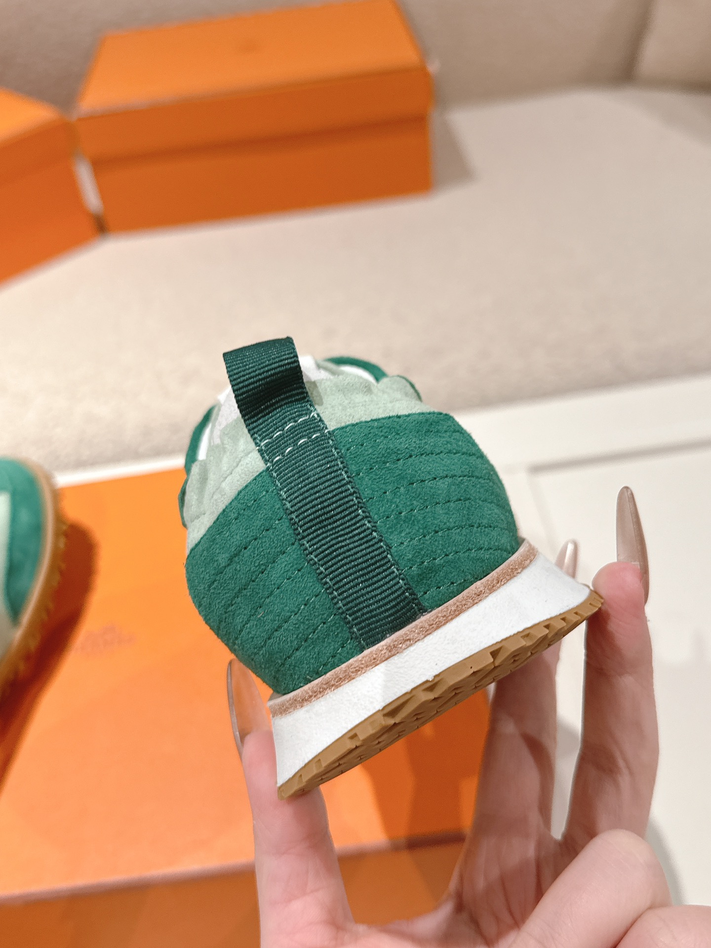 Hermes Suede H Sneaker Green