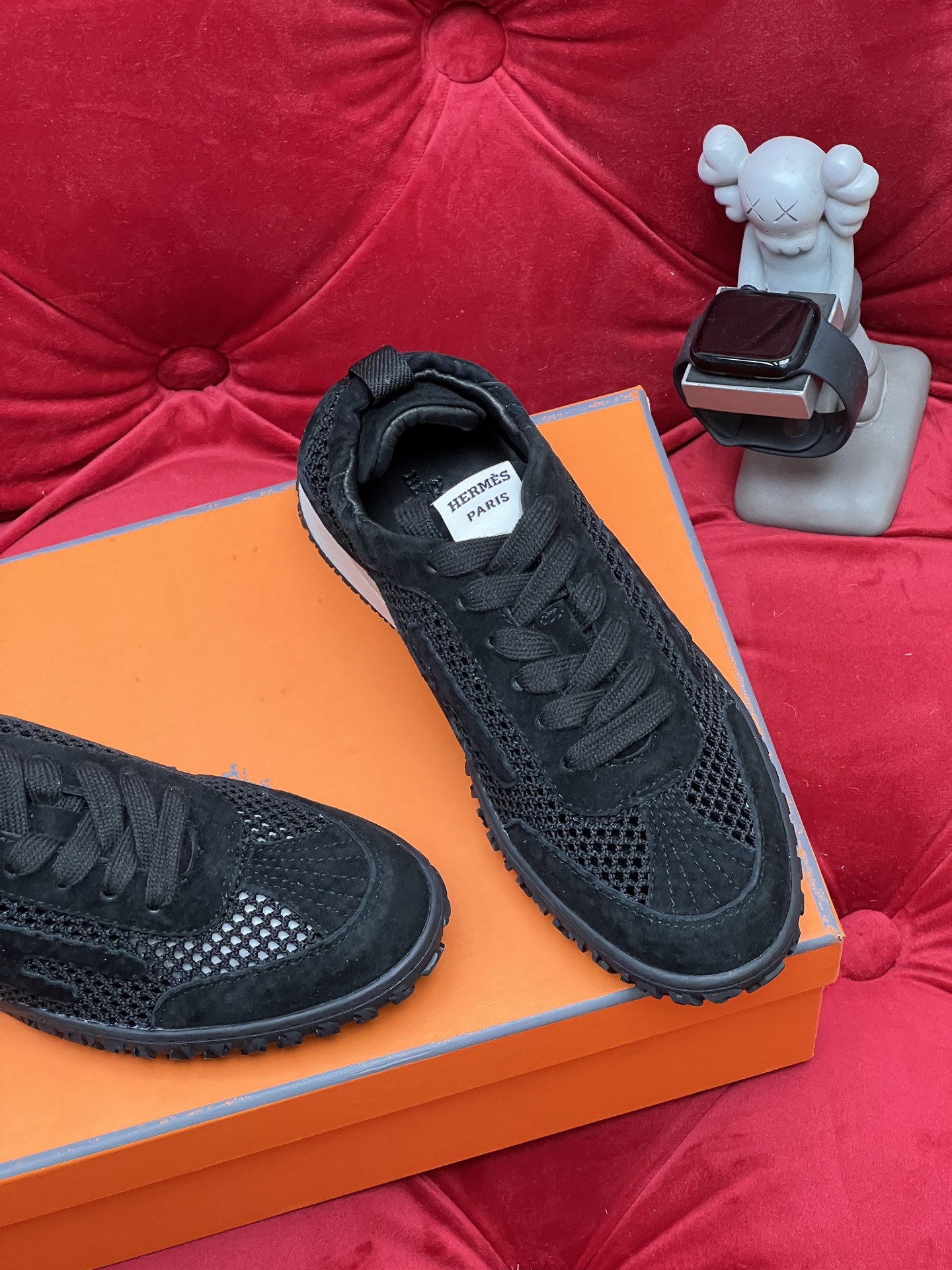 Hermes Jet Suede Mesh Sneakers Black
