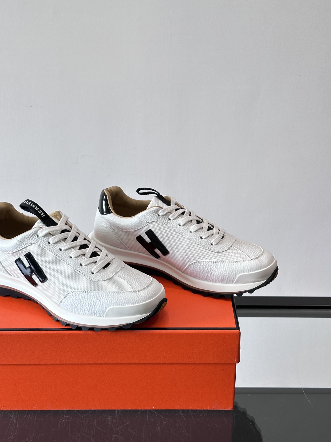Hermes Hugo Platform Sneakers White