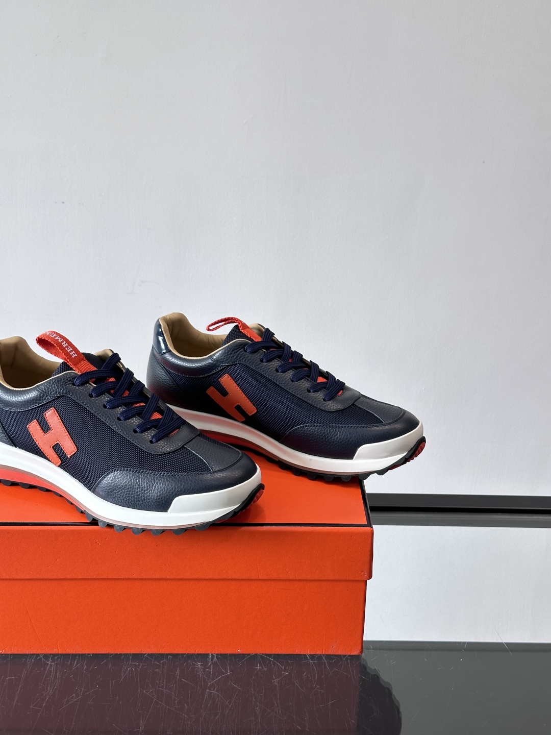 Hermes Hugo Platform Sneakers Navy/Red