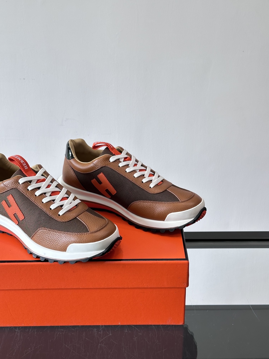Hermes Hugo Platform Sneakers Brown