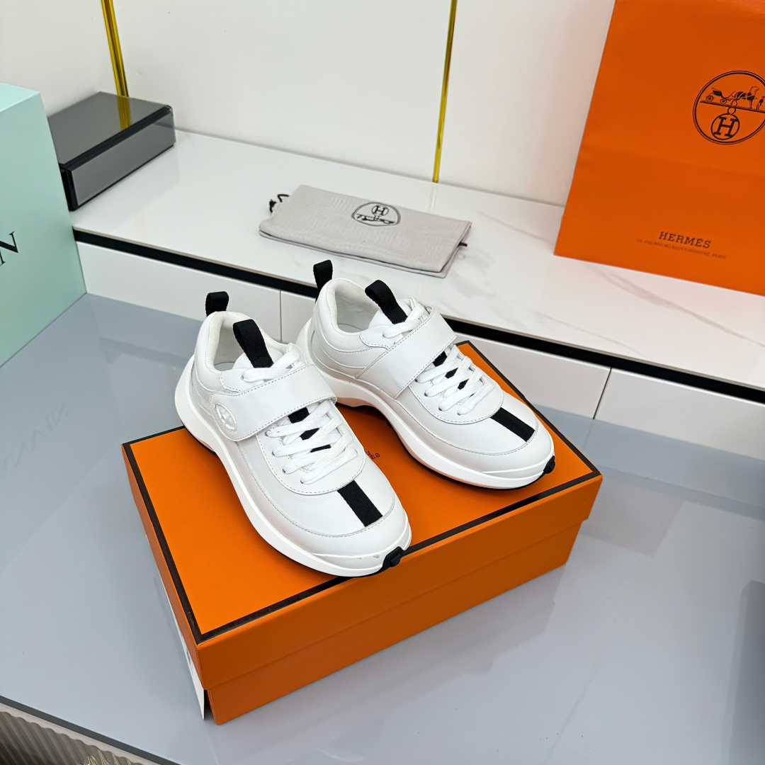 Hermes Loosneaker Velcro Sneaker White