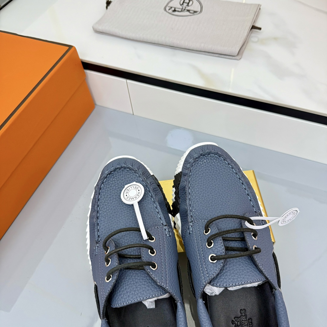 Hermes Loosneaker Leather Sneaker Navy Blue