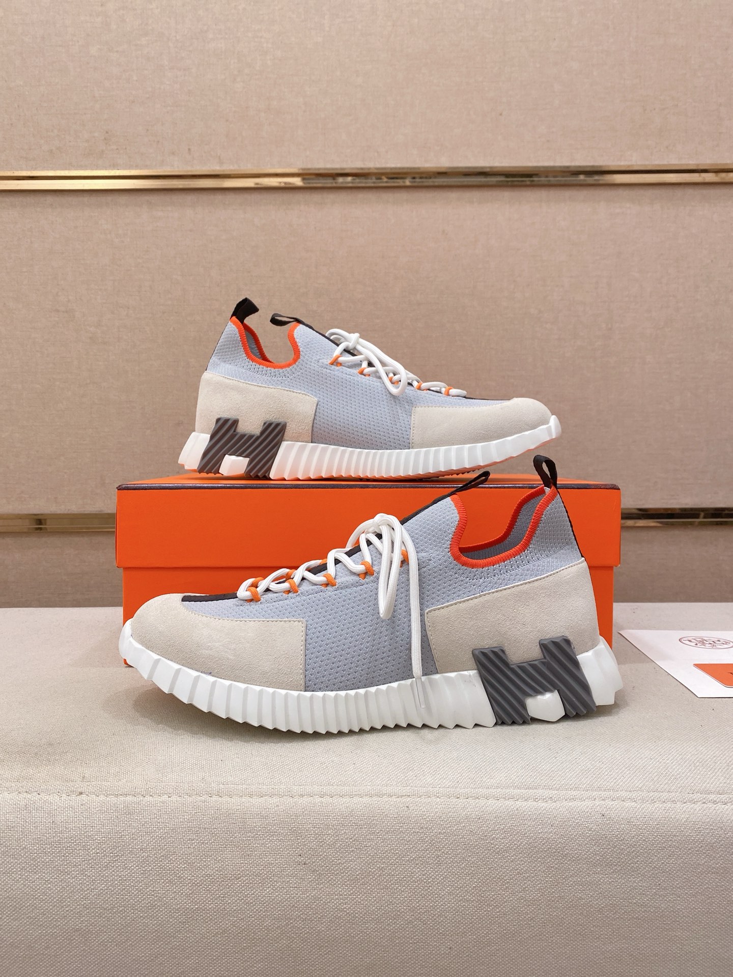 Hermes Tech Knit Sneakers Grey