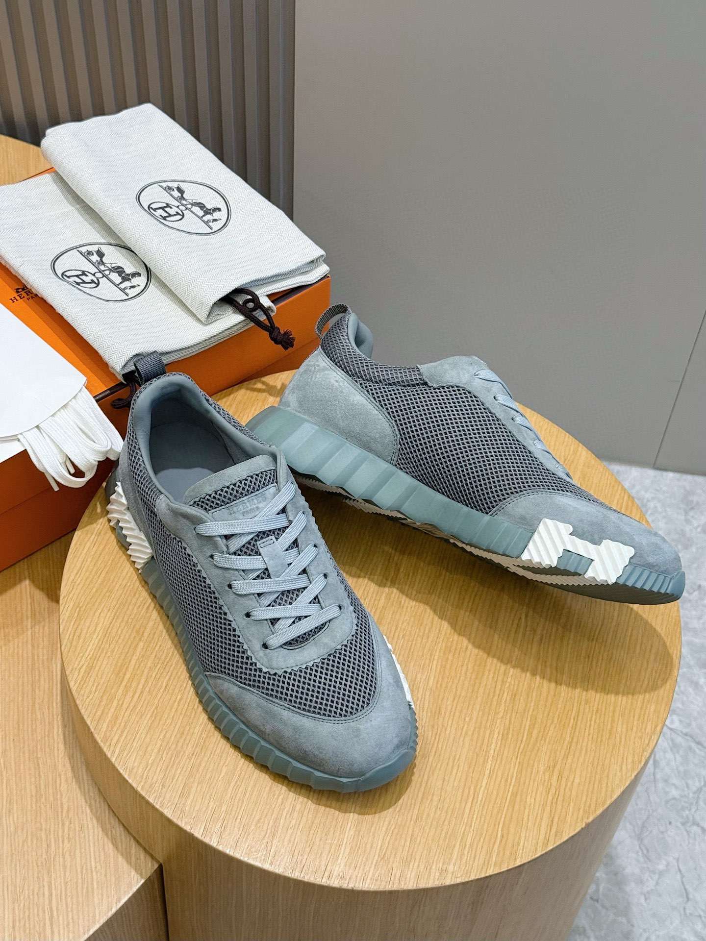 Hermes Bouncing Mesh Sneakers Gray