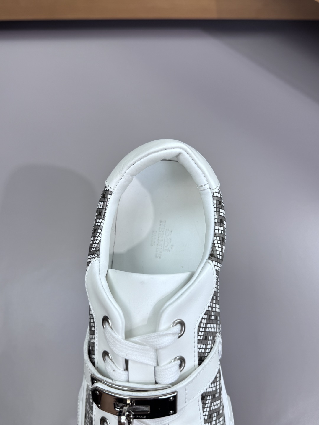 Hermes Nappa Leather Low-Top Sneakers White