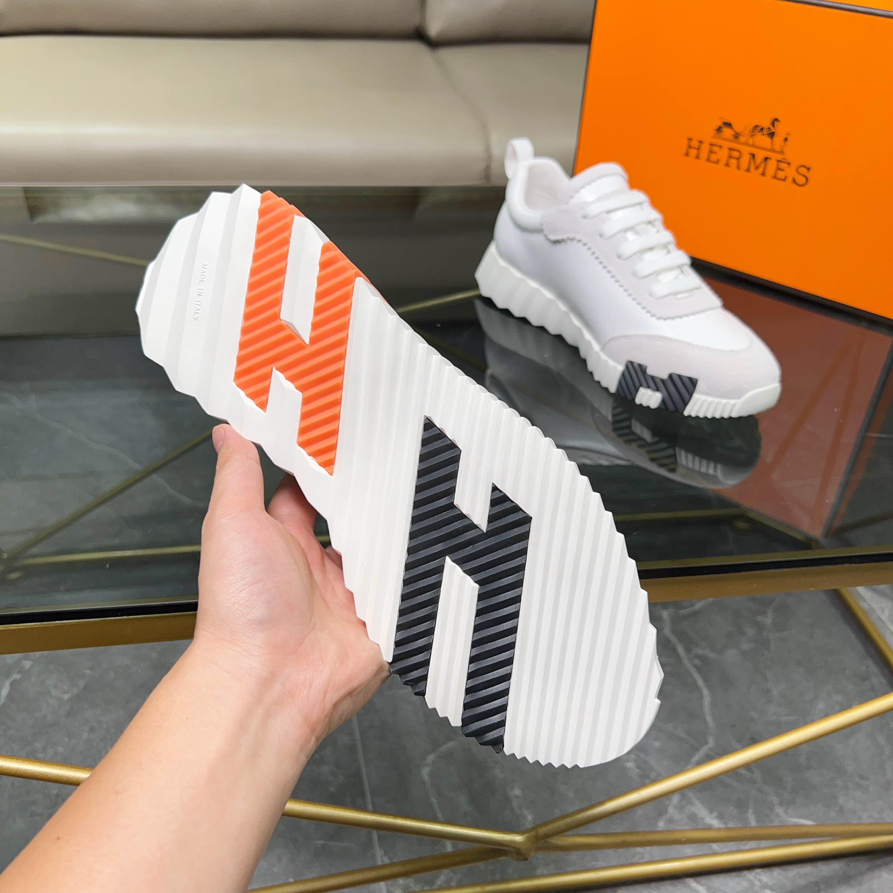 Hermes H Logo Chunky Sneakers White