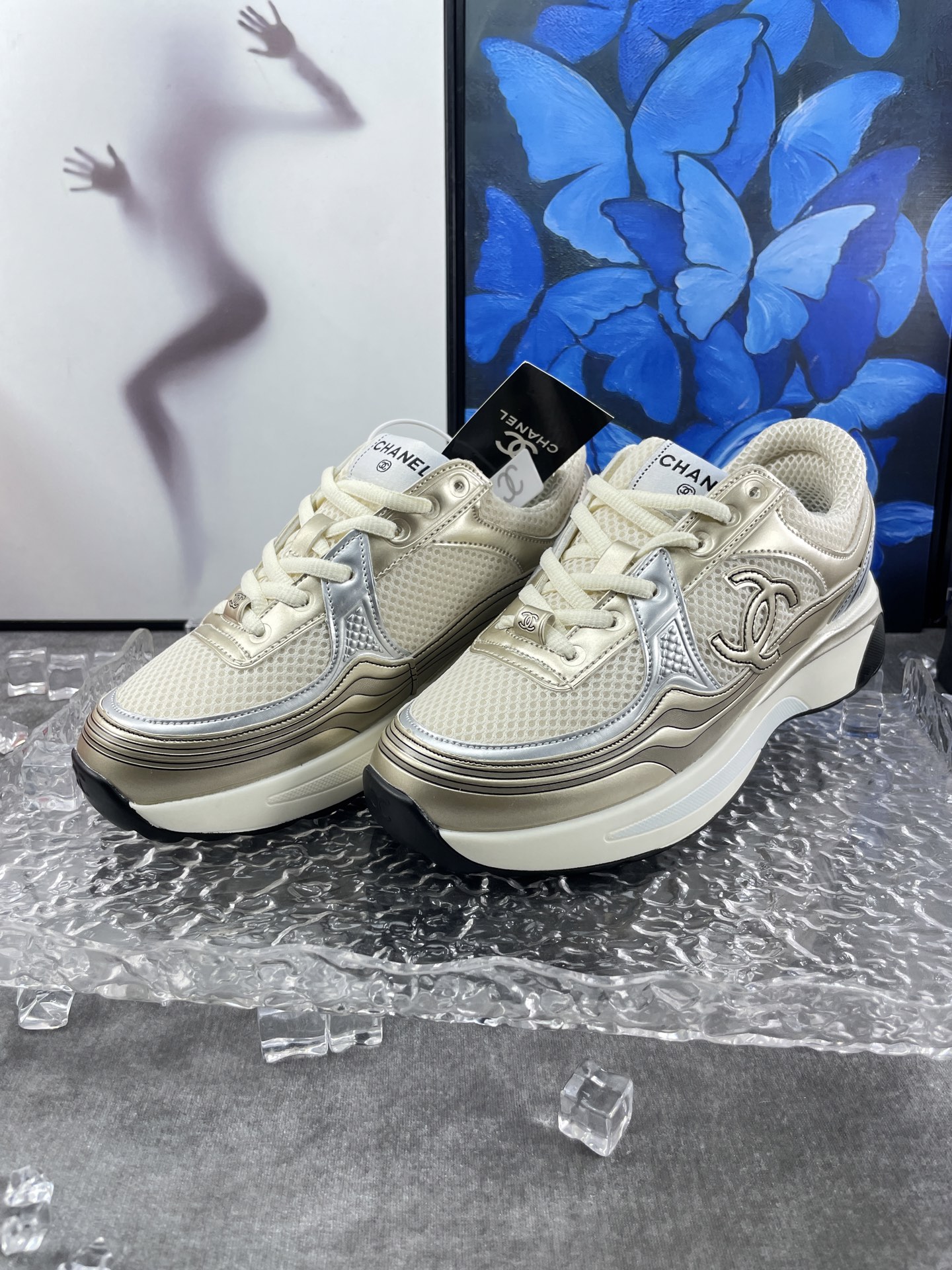 Chanel Mesh Runner Sneakers Beige