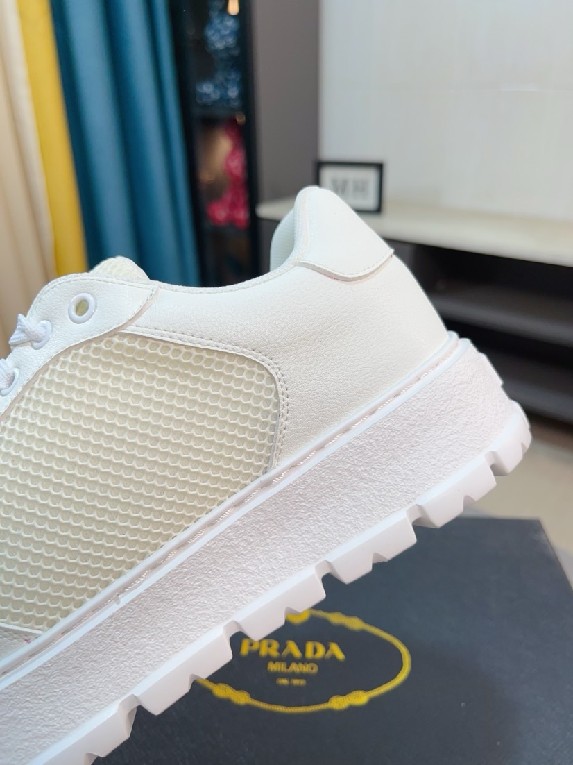 Prada Leather Mesh Sneakers Black