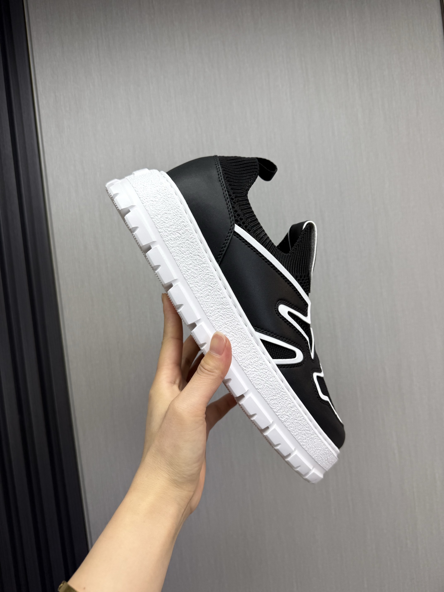 Prada Milano Mesh Slip-On Sneakers Black/White