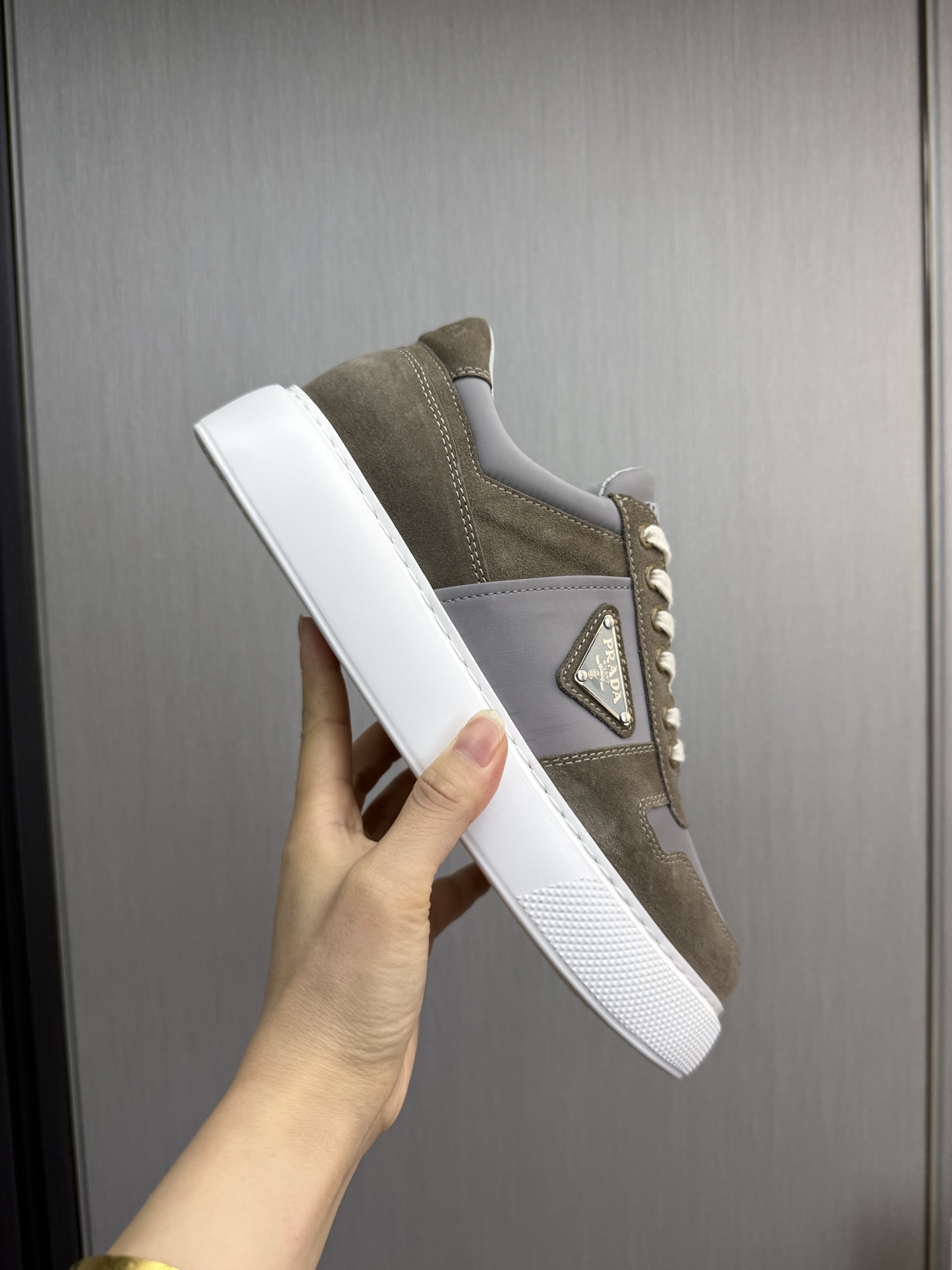 Prada Milano Suede Sneaker Gray
