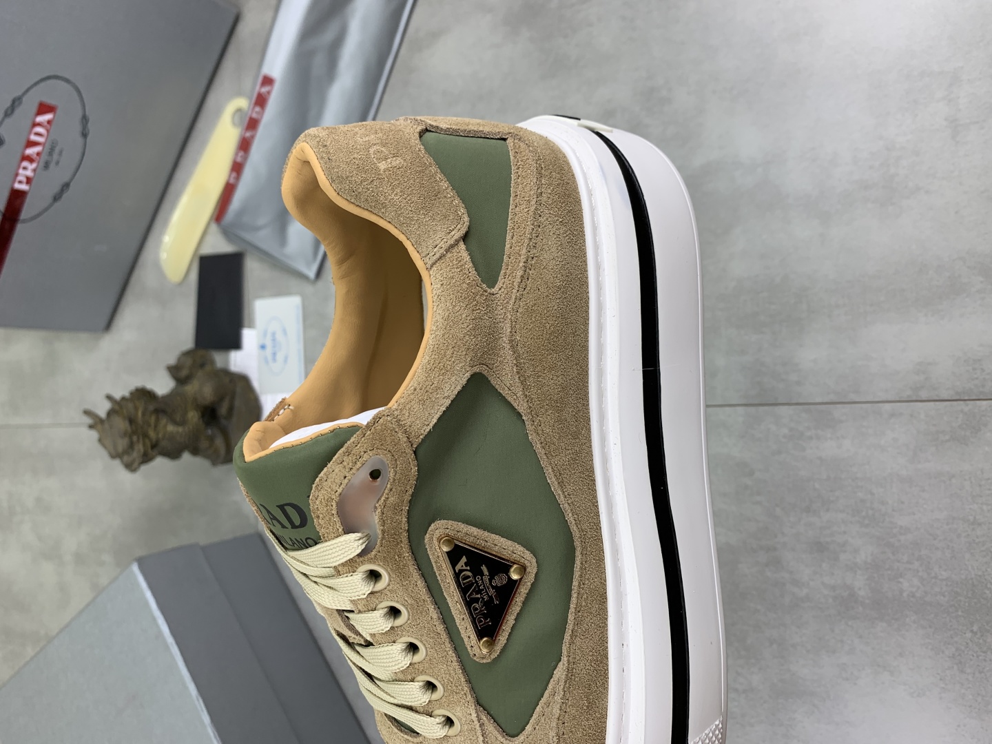 Prada Leather Suede Sneakers Multicolor