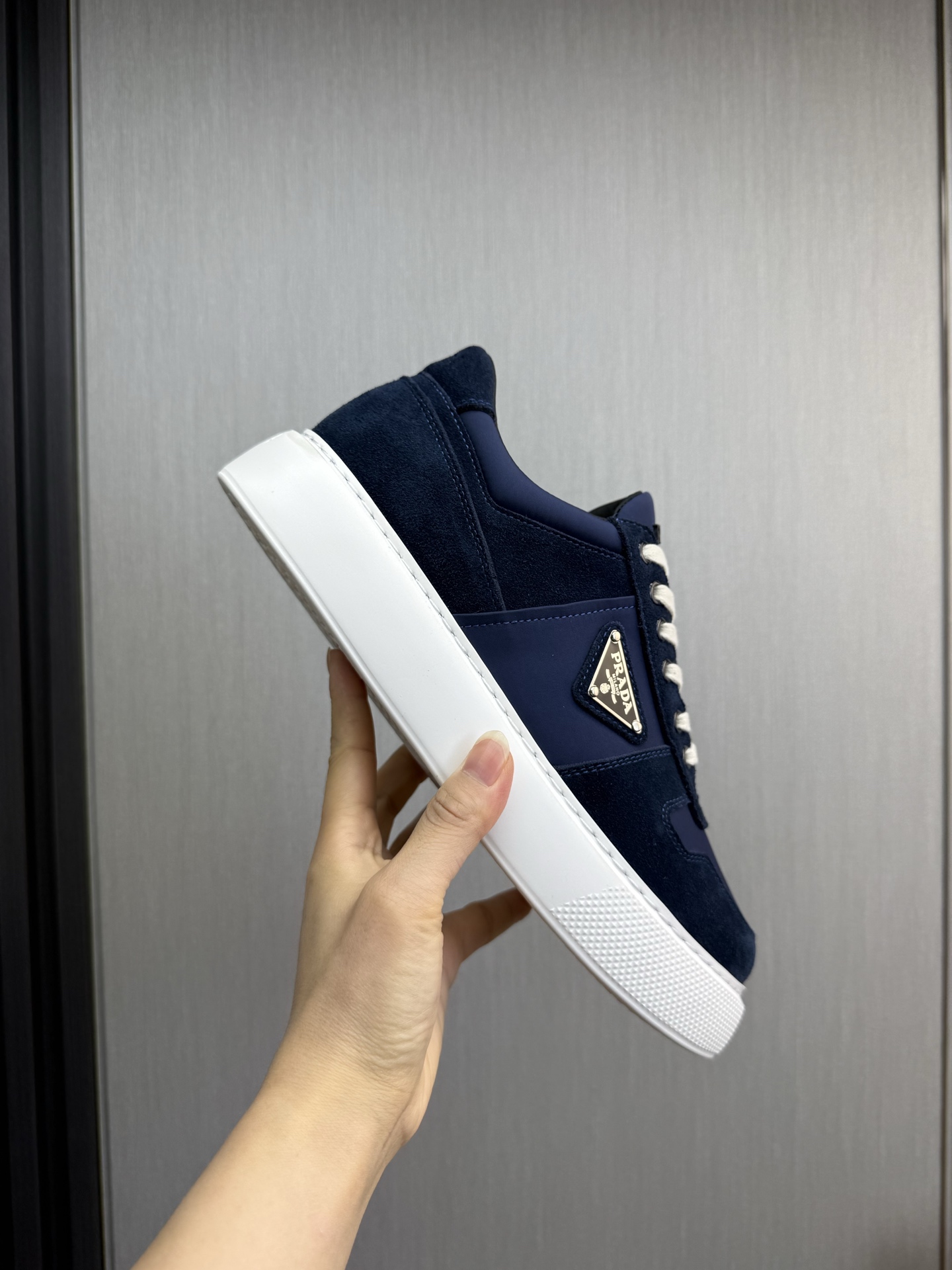 Prada Triangle Logo Sneakers Navy