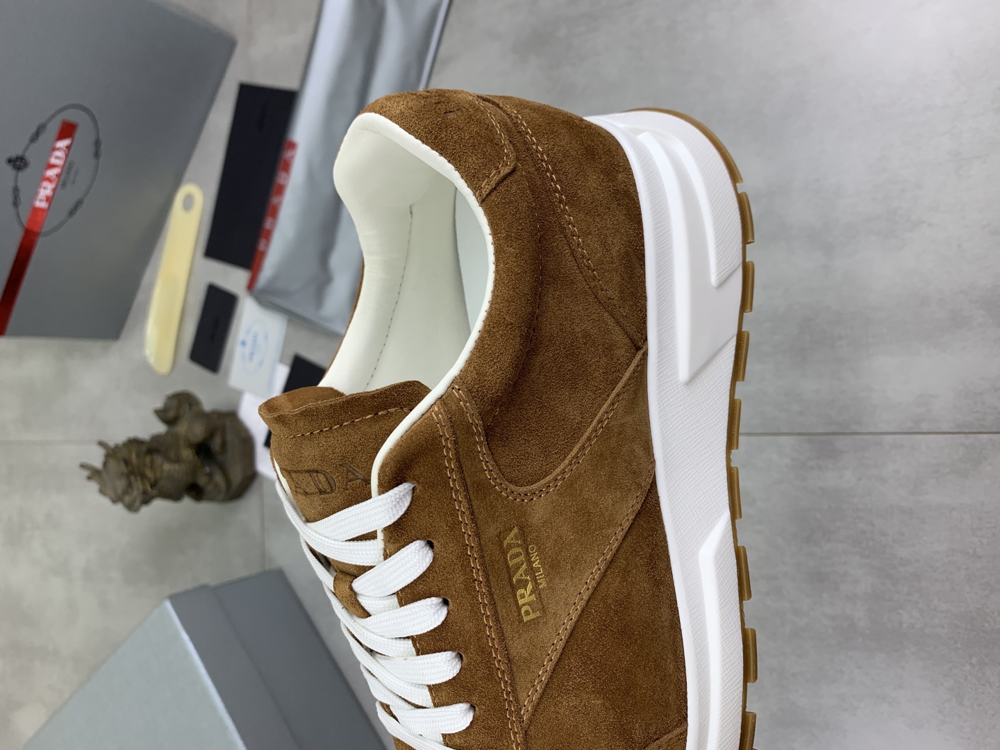 Prada Suede Low-Top Sneakers Brown