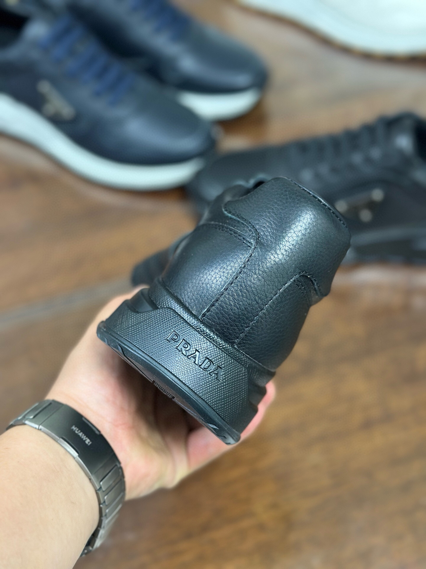 Prada Prax 2.0 Leather Sneakers Black