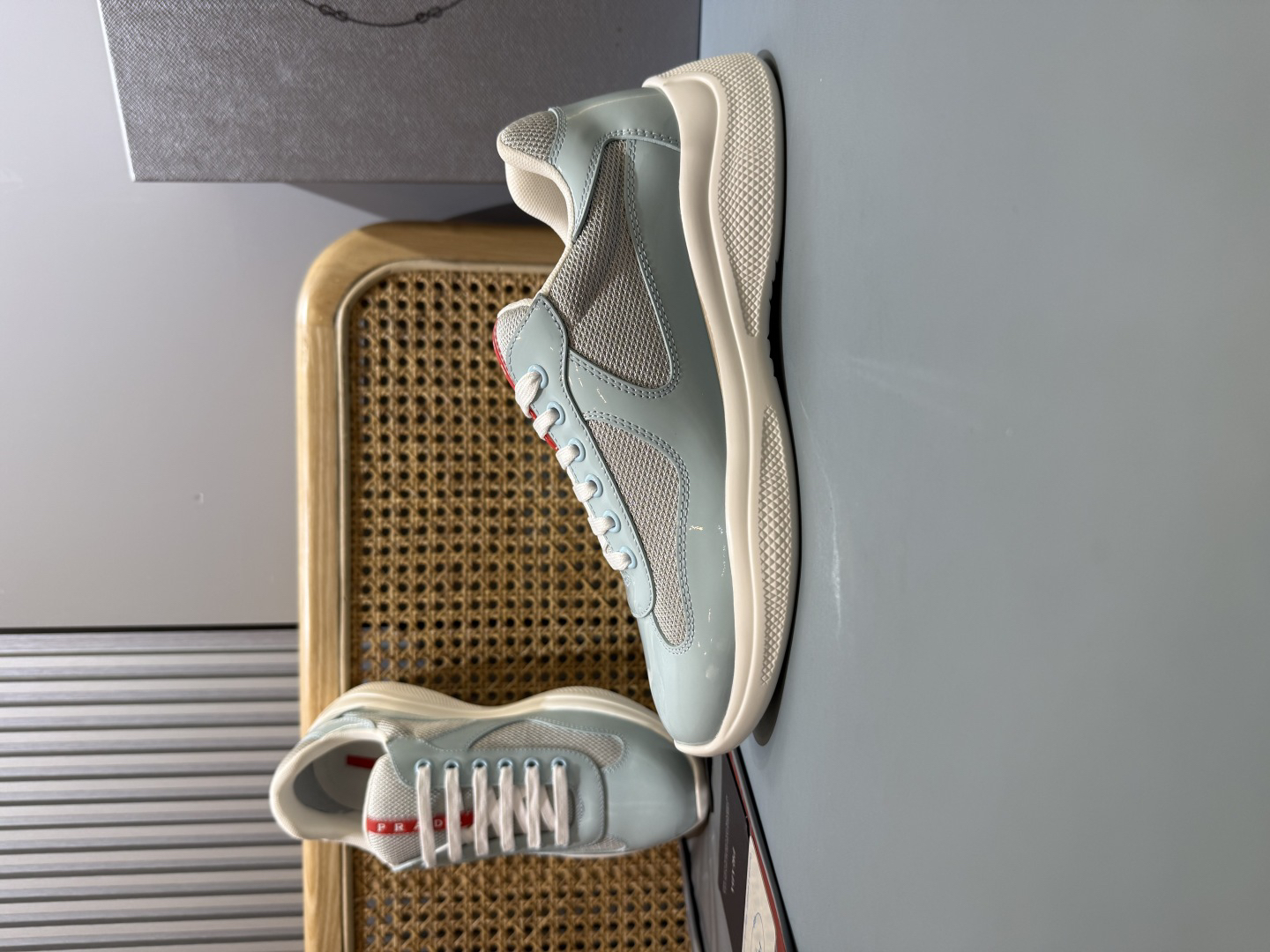 Prada Americas Cup Lace-Up Sneakers Light Blue